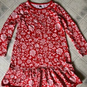 Tea collection orange floral knit dress Ruffle Hem long Sleeve